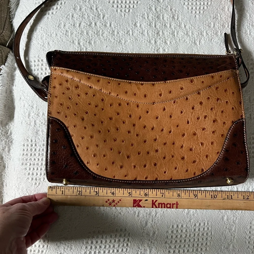 Brahmin 2toned Ostrich embossed leather shoulder bag - Price Dropped!!! - Picture 7 of 10